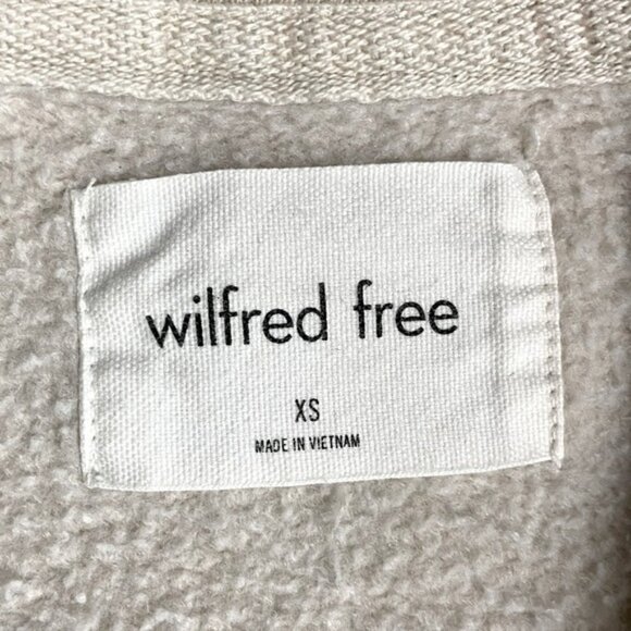 Aritiza Wilfred Free Beige Cotton Blend Cropped Half Zip Mock Neck Sweatshirt XS - Picture 3 of 15